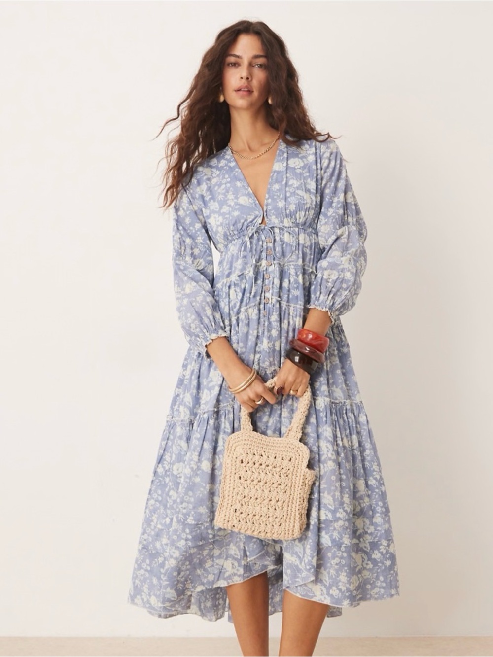 Free People Pappiet Midi Dress. NWT. Bluebell combo